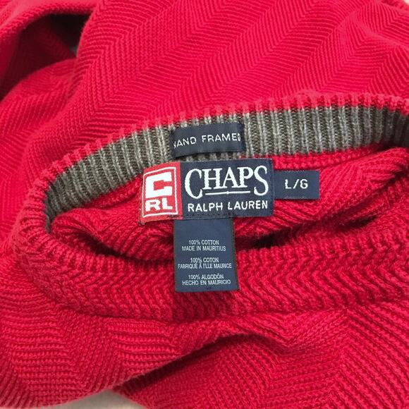 Chaps Ralph Lauren Vintage Red Hand Framed Sweater Men L - Picture 8 of 9